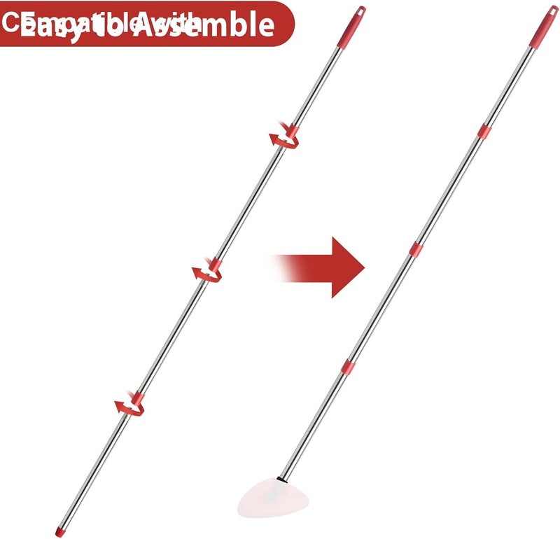 Hibaby Spin Mop Replacement Head, Base, Handle Compatible with Ocedar Mop Set EasyWring 1-Tank Microfiber Spin Mop, 2 Refills Replacement Heads, 30-58in Handle and 1 Base Combo Set - Image 3